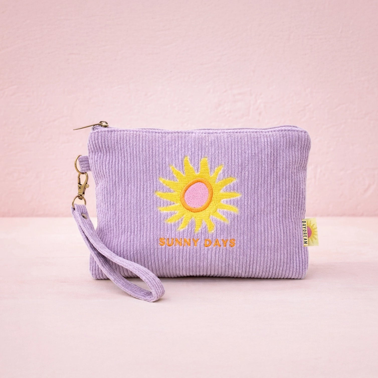 Corduroy Wristlet 7" Zip Pouch | Sunny Days