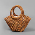 Casual Handmade Beach Hollow Out Bead Bag - Coffee