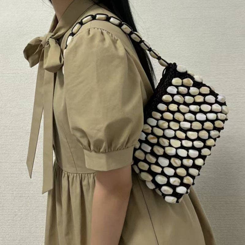 Elegant Beaded Handmade Woven Shoulder Bag