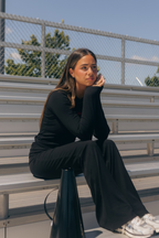Ribbed Fold Over Flare Leggings