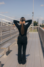 Ribbed Fold Over Flare Leggings