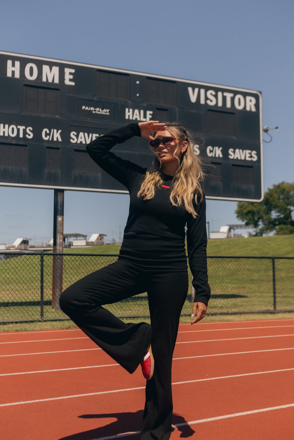 Ribbed Fold Over Flare Leggings