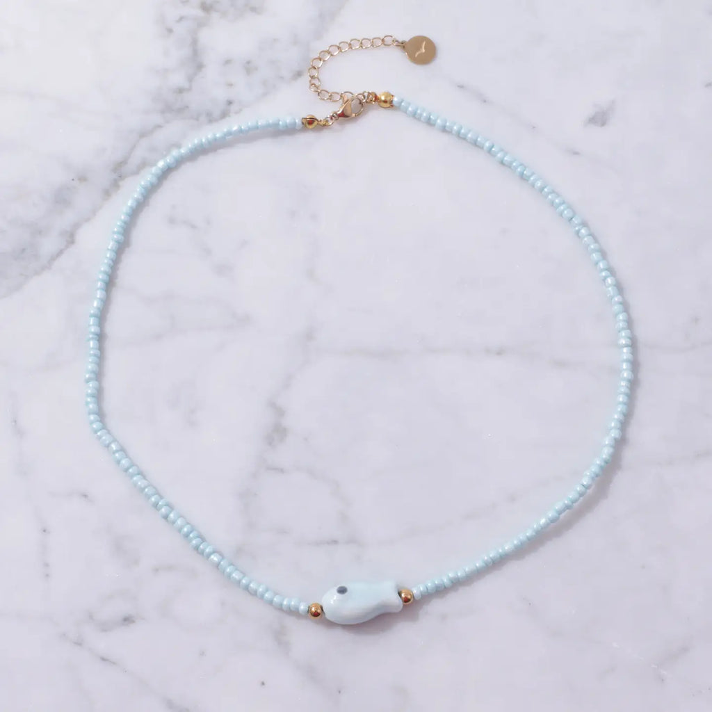 Good Luck Fish Bahama Wood Bead Necklace