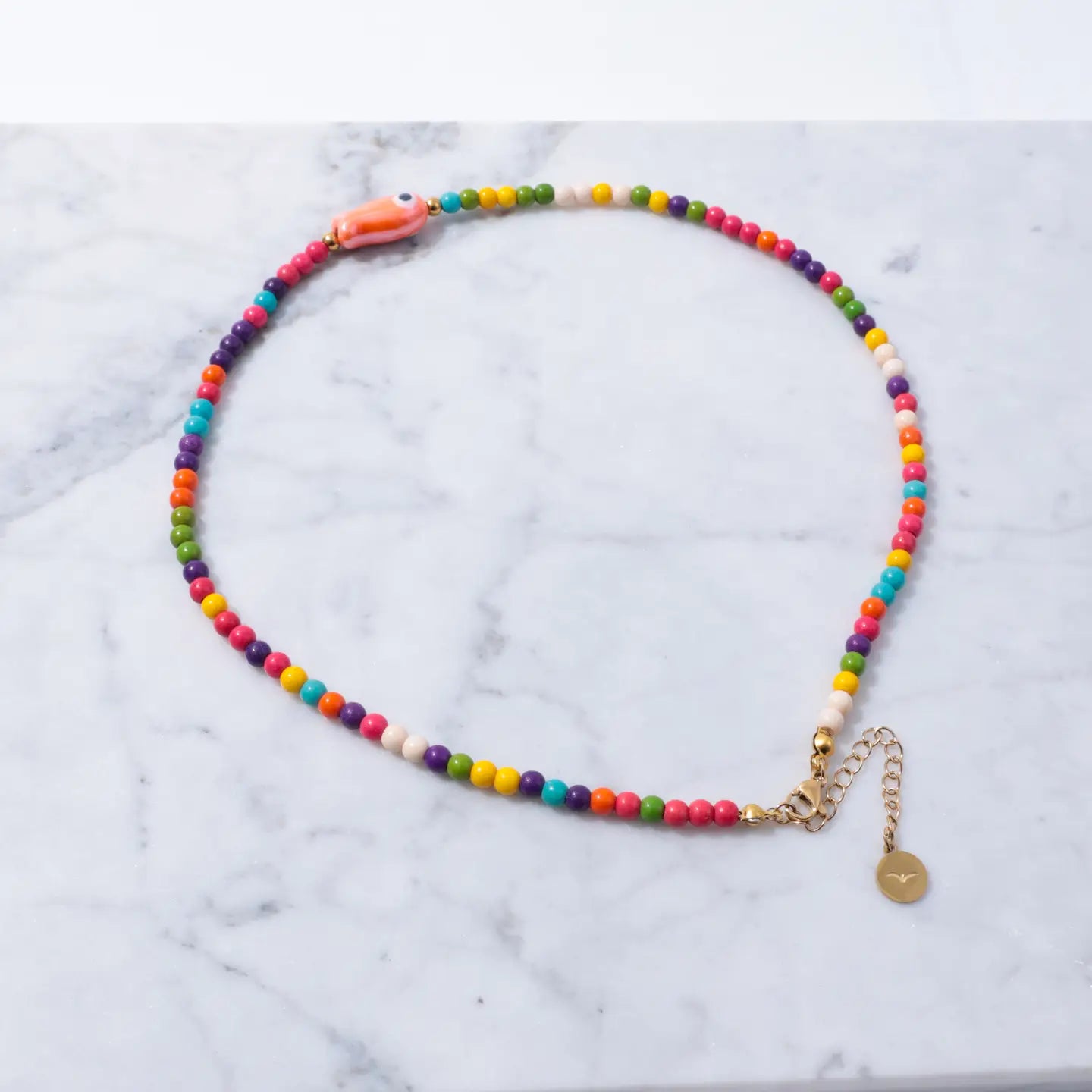 Good Luck Fish Bahama Wood Bead Necklace