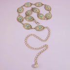 Oval Turquoise Concho Statement Chain Belt