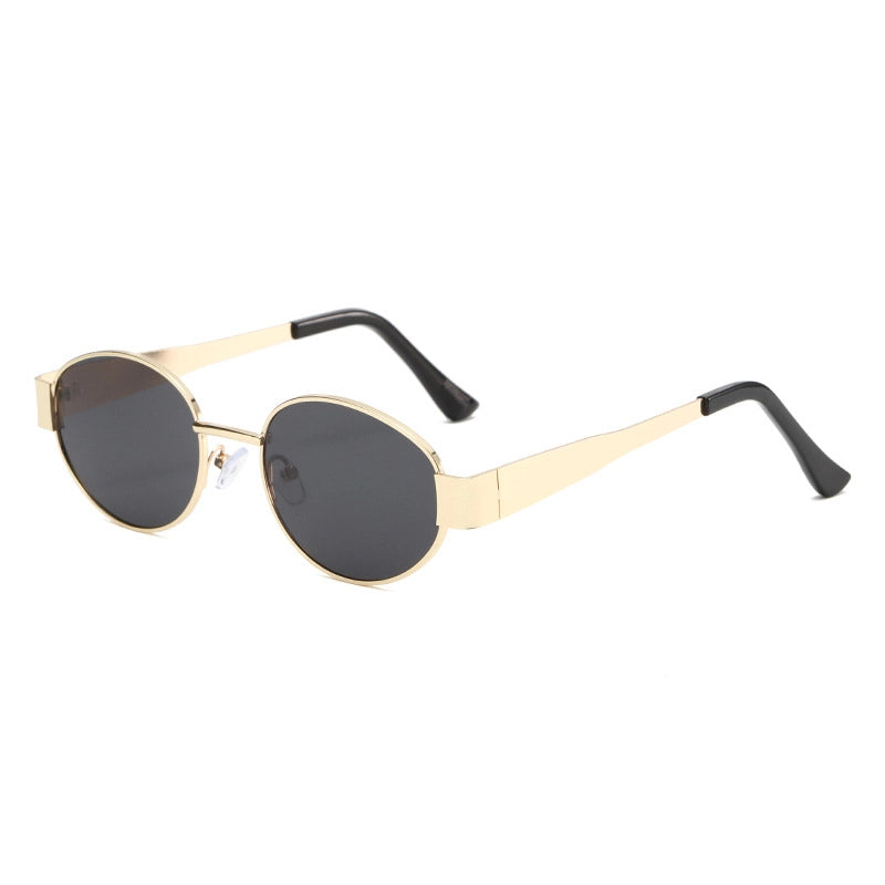 Metal Oval Retro Minimal Uv Protection Fashion Sunglasses