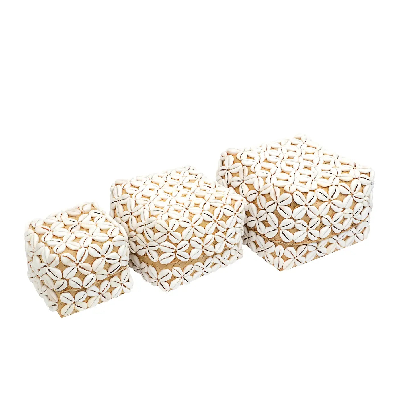 Decorative Cowrie Shell Beaded Boxes