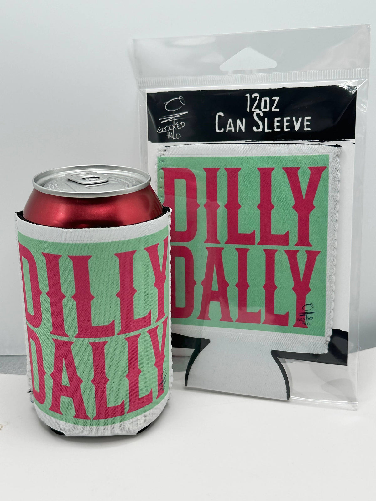 DILLY DALLY (Green) Neoprene Can Sleeve