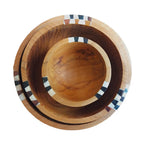 Bone Inlay Teak Nesting Bowls, Set of 3