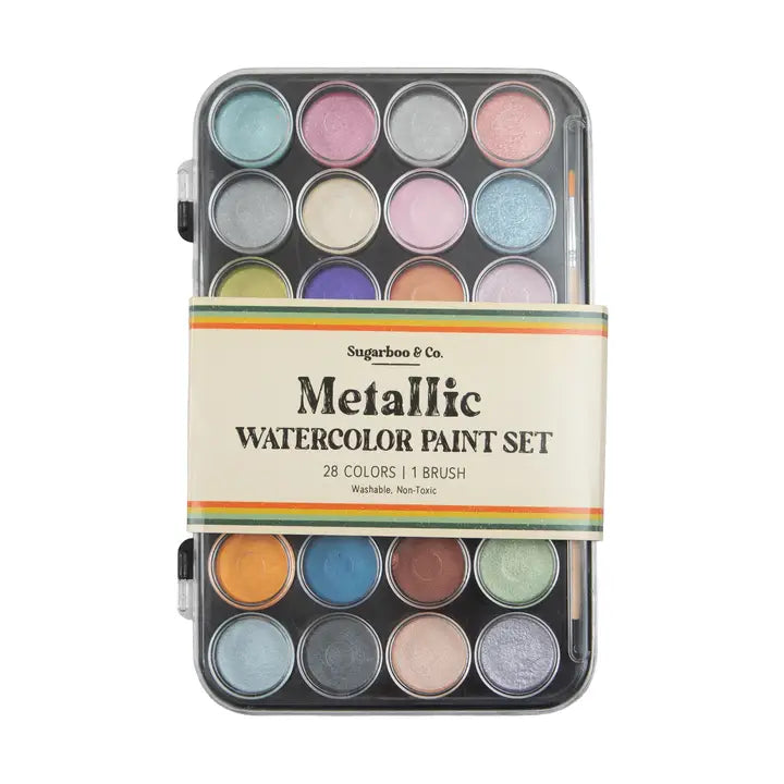 Metallic Watercolor Paint Set - 28 Colors