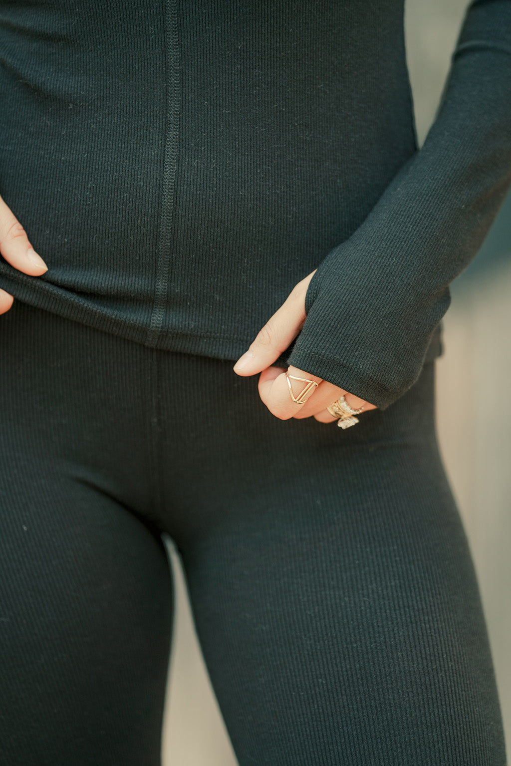 Ribbed Long Sleeve Mock Neck