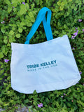Tribe Kelley White & Teal Canvas Totes
