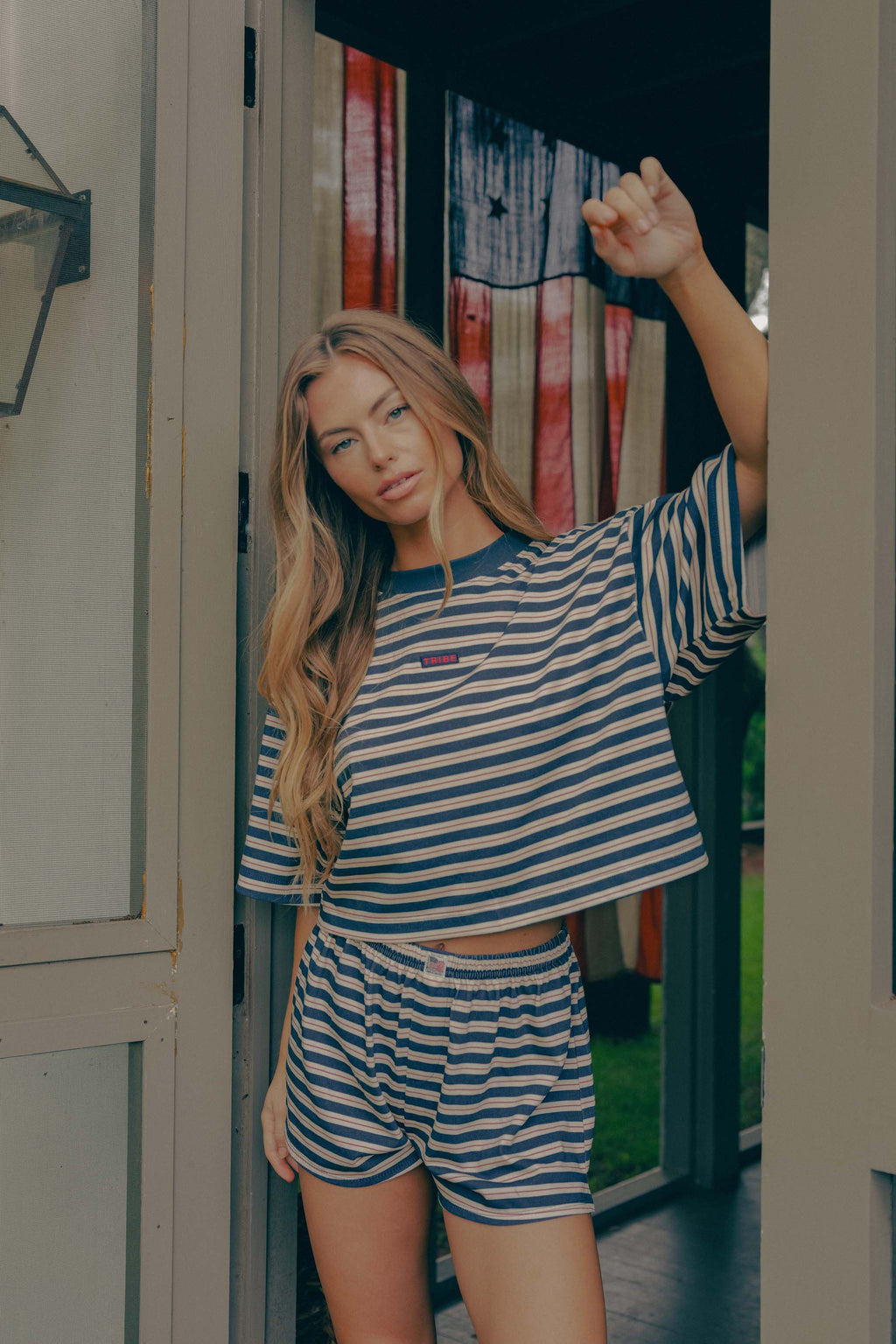 American Made Striped Boxy Tee