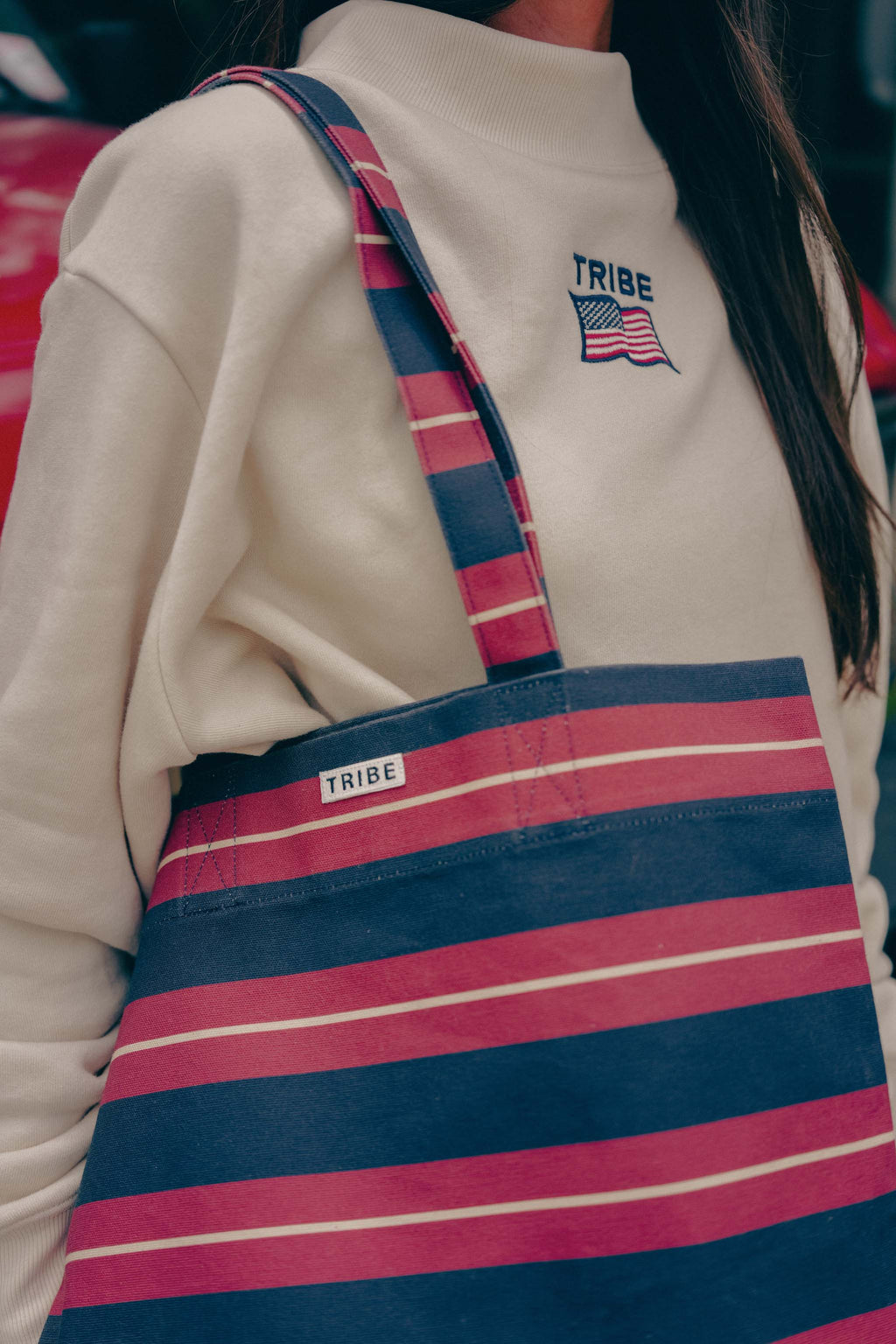 American Made Striped Boat Bag