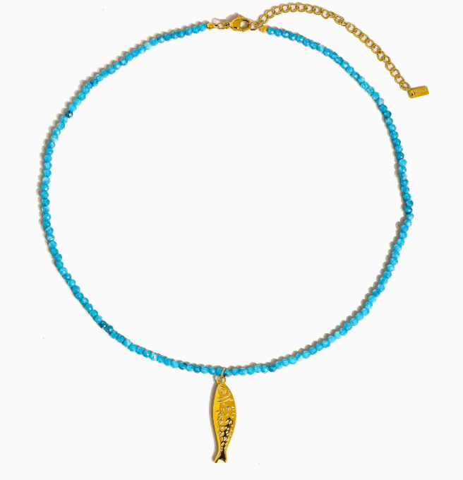 Sasha 18K Gold Non-Tarnish Fish Beaded Necklace