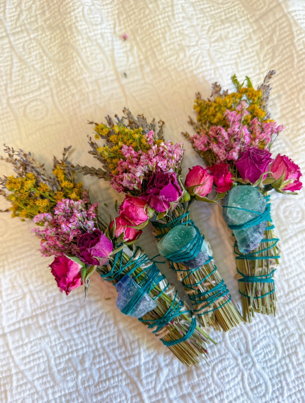 Fluorite Crystal Smudge Stick – Sage and Lavender Blend