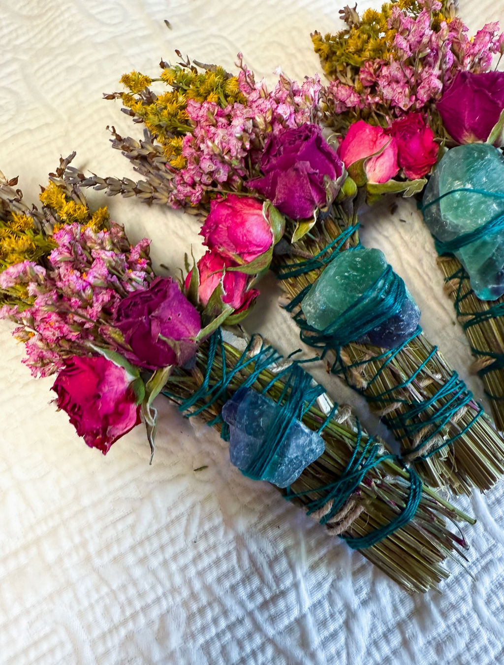 Fluorite Crystal Smudge Stick – Sage and Lavender Blend