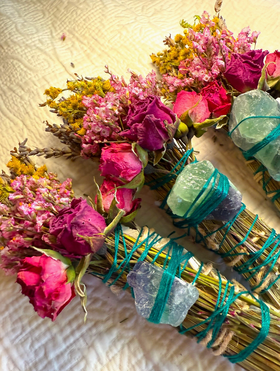 Fluorite Crystal Smudge Stick – Sage and Lavender Blend