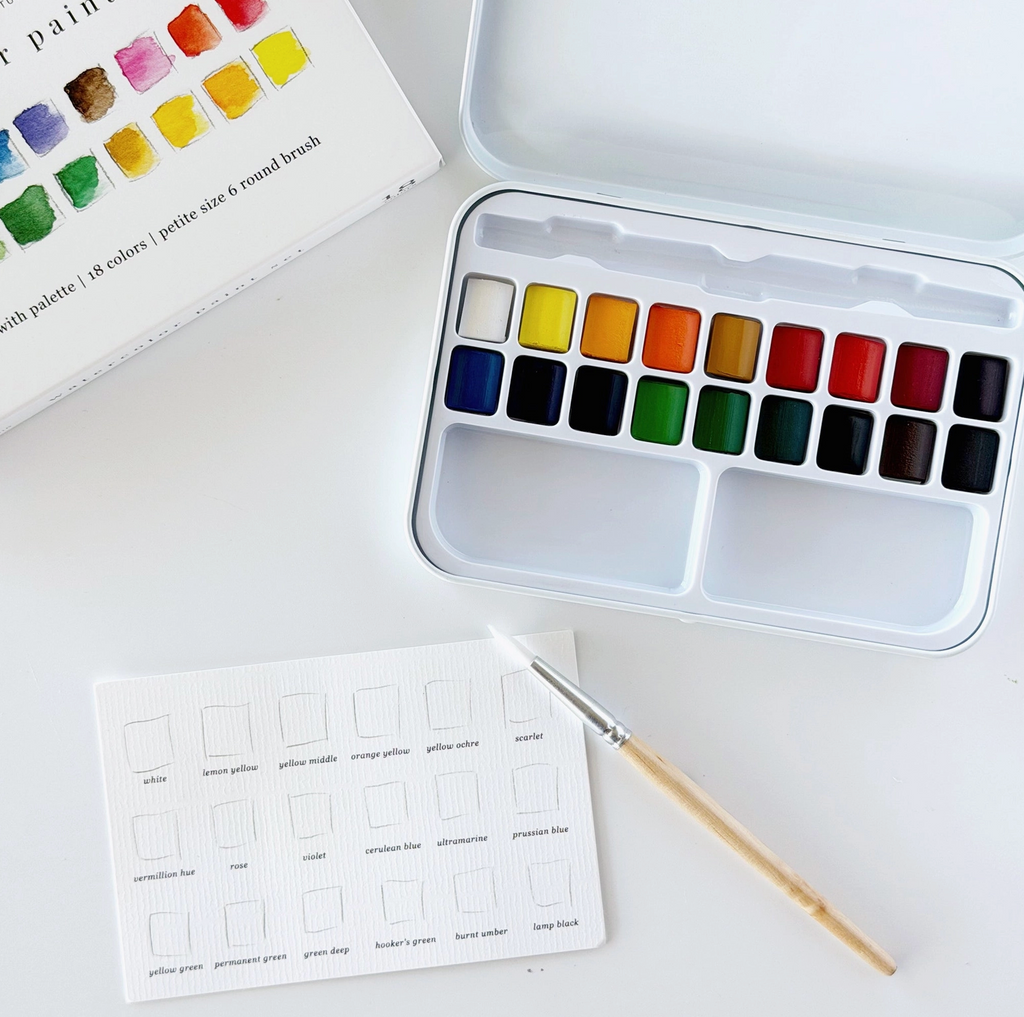 Watercolor Paint Set 18 Colors with Brush