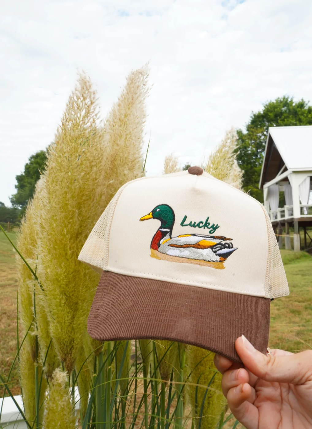 Lucky Duck - Brown Corduroy Trucker Hat