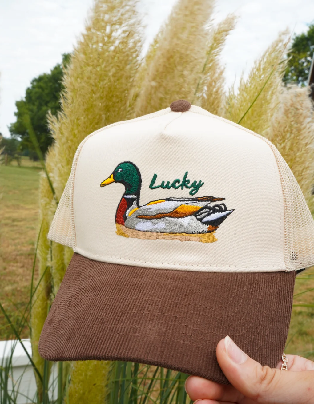 Lucky Duck - Brown Corduroy Trucker Hat