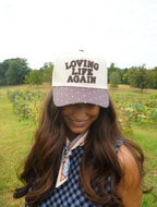 Loving Life Again - Brown & Blue Polka Dot Trucker Hat