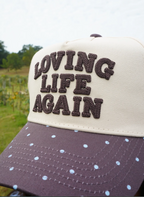 Loving Life Again - Brown & Blue Polka Dot Trucker Hat