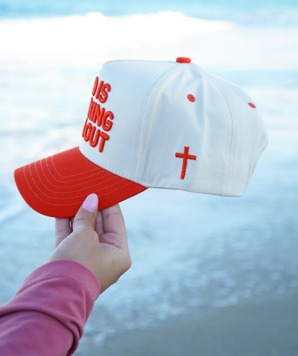 God Is Working It All Out - Red Trucker Hat