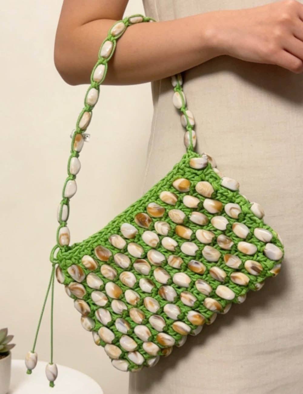 Elegant Beaded Handmade Woven Shoulder Bag