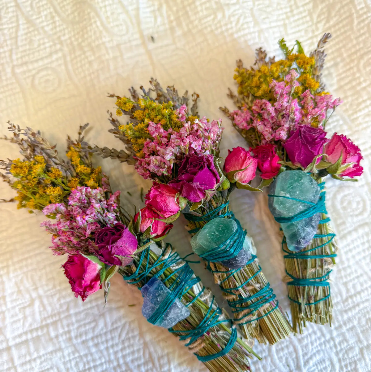 Fluorite Crystal Smudge Stick – Sage and Lavender Blend