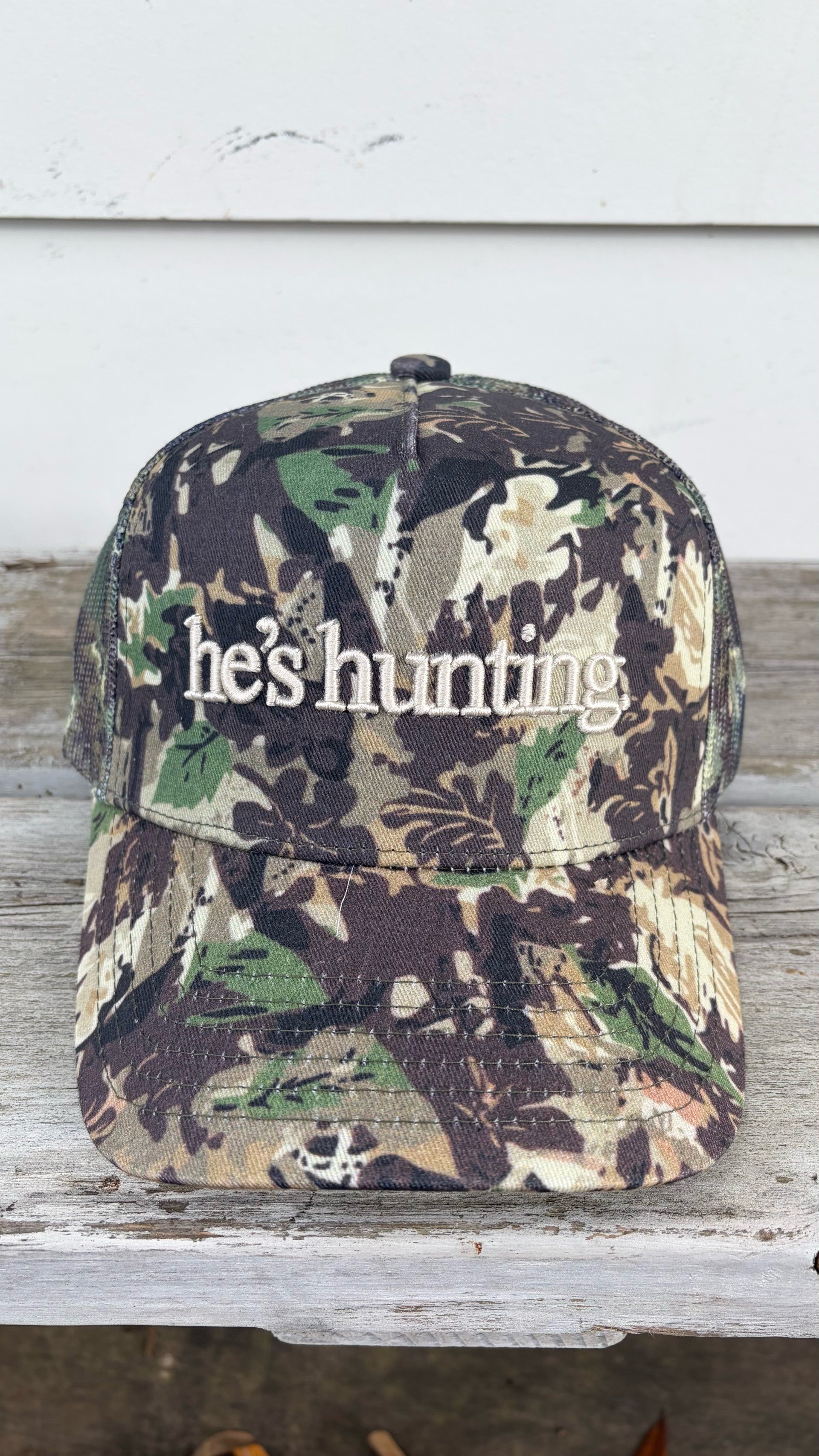 He's Hunting Camo Trucker