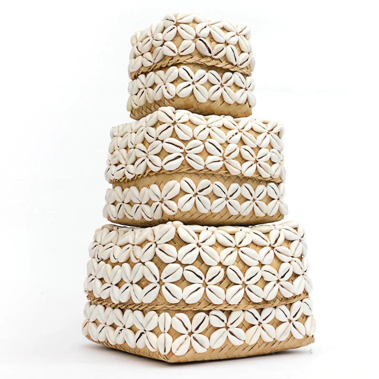 Decorative Cowrie Shell Beaded Boxes