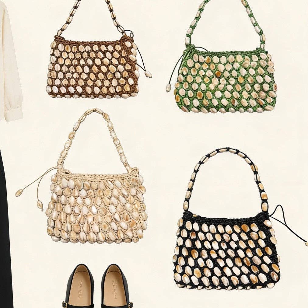 Elegant Beaded Handmade Woven Shoulder Bag