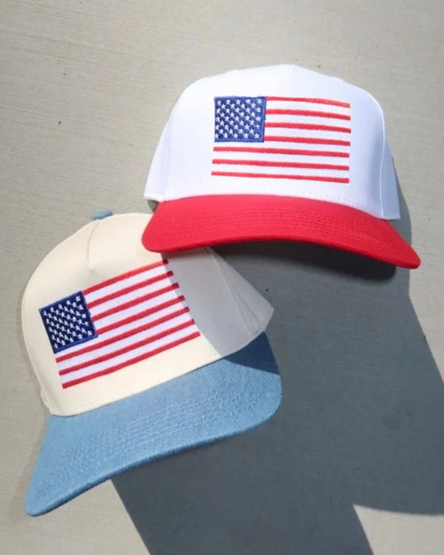 USA Flag 4th of July Trucker Hat - Denim