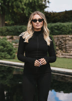 Ribbed Long Sleeve Mock Neck