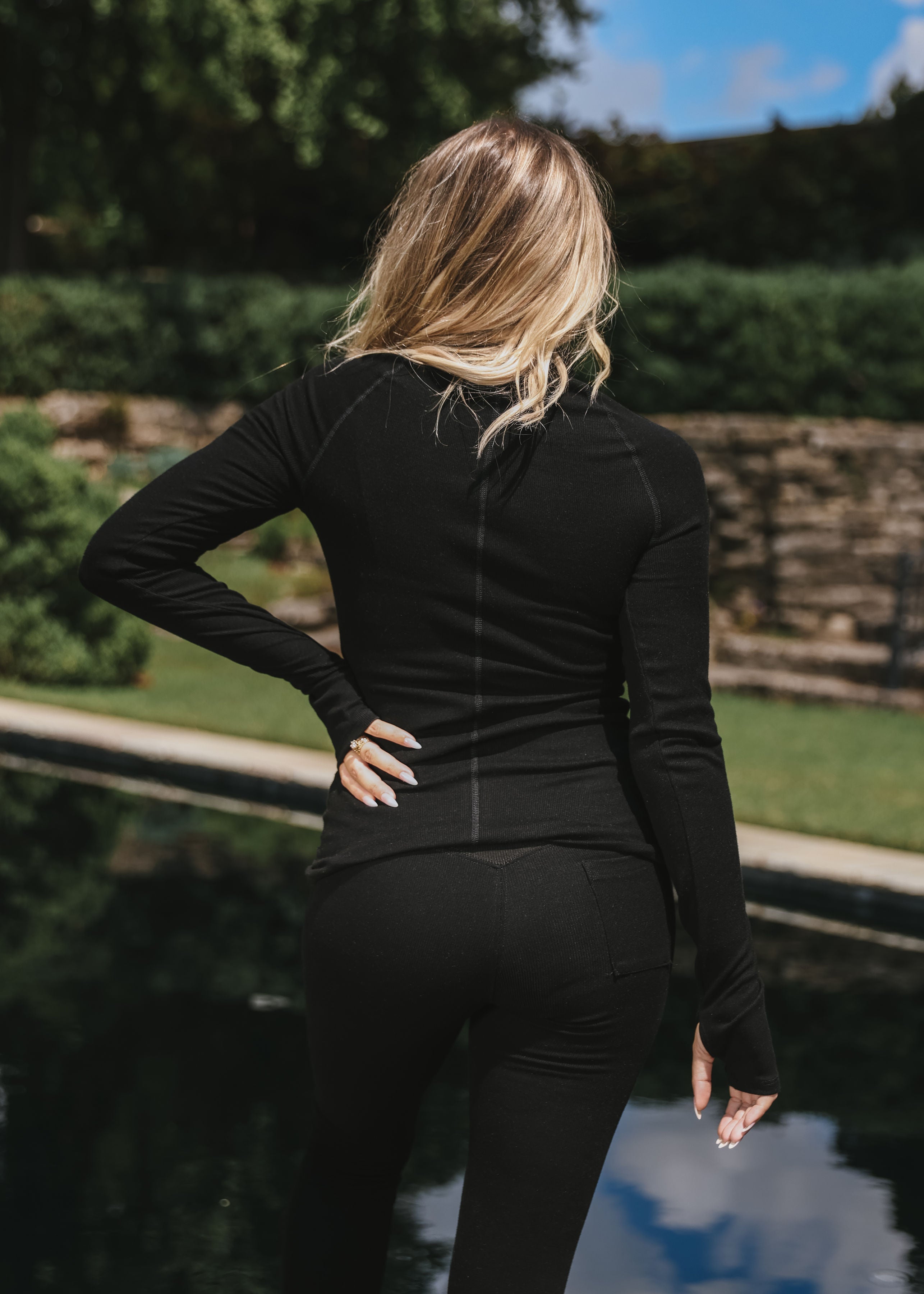 Ribbed Long Sleeve Mock Neck