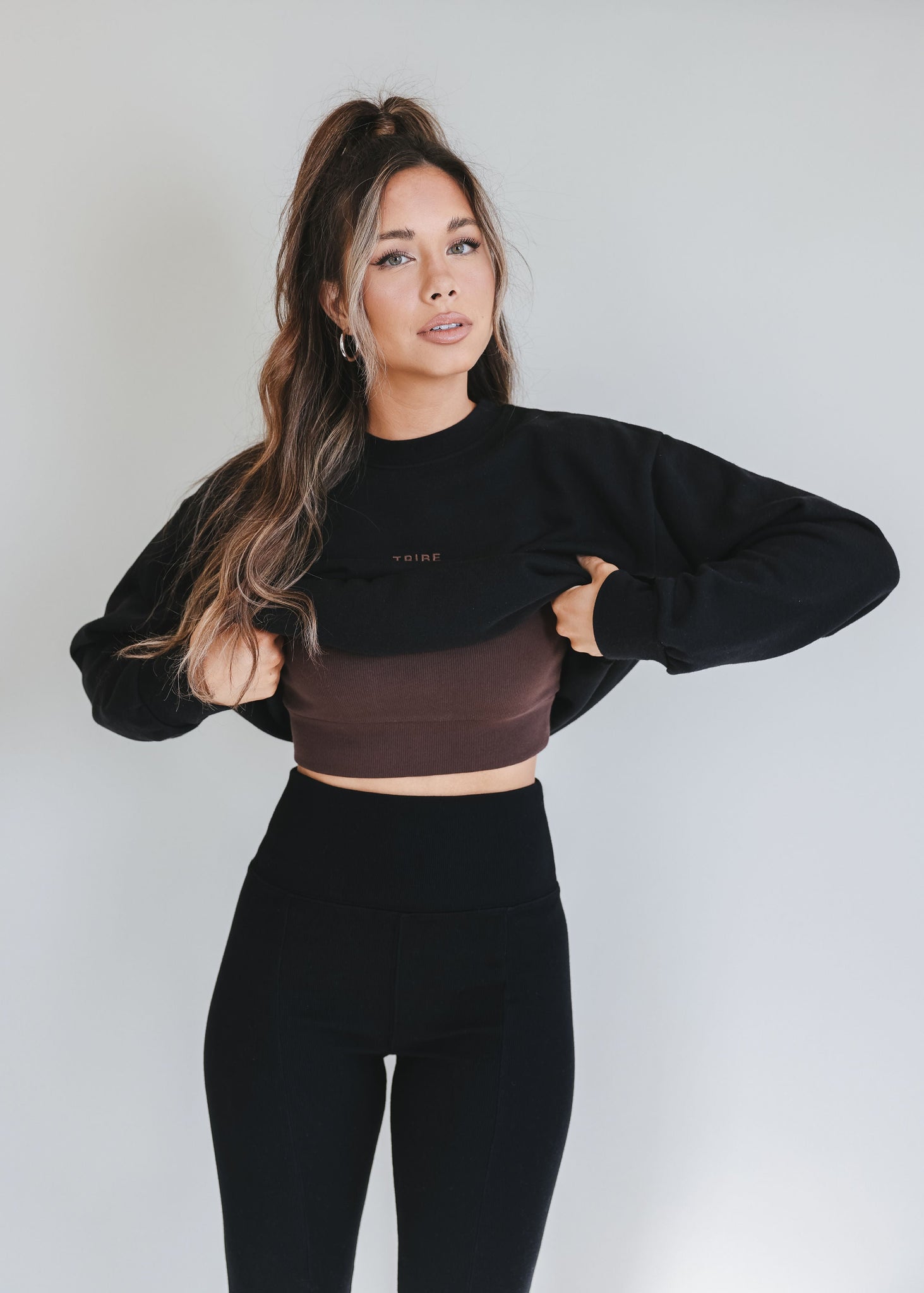 Women's Ribbed Round Neck Long … curated on LTK  Black leggings outfit  spring, Outfits with leggings, Leggings outfit casual