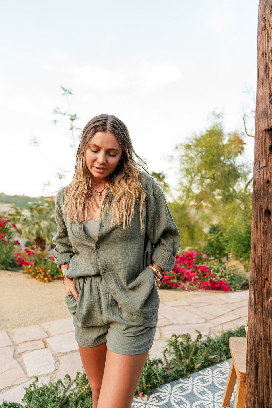 Desert Gauze Button Down