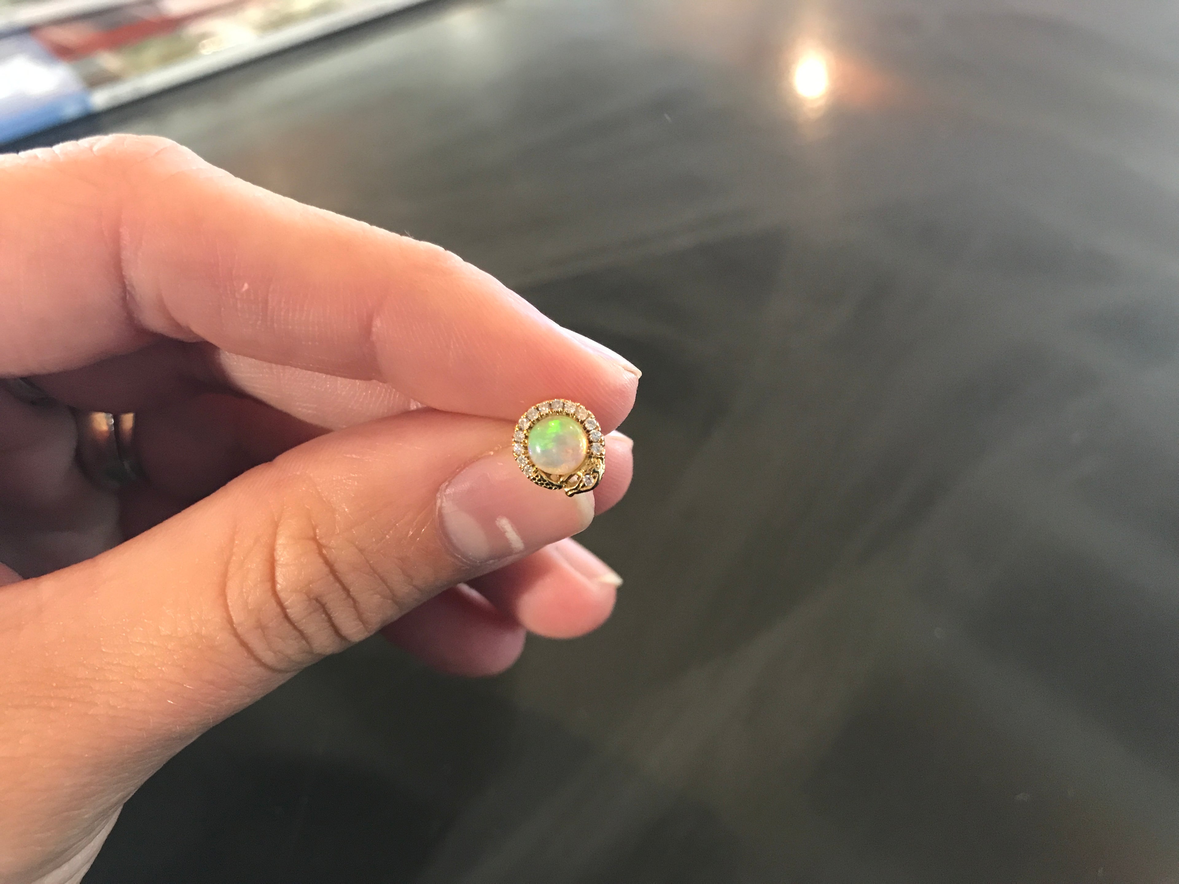 Opal and Diamond Snake Studs